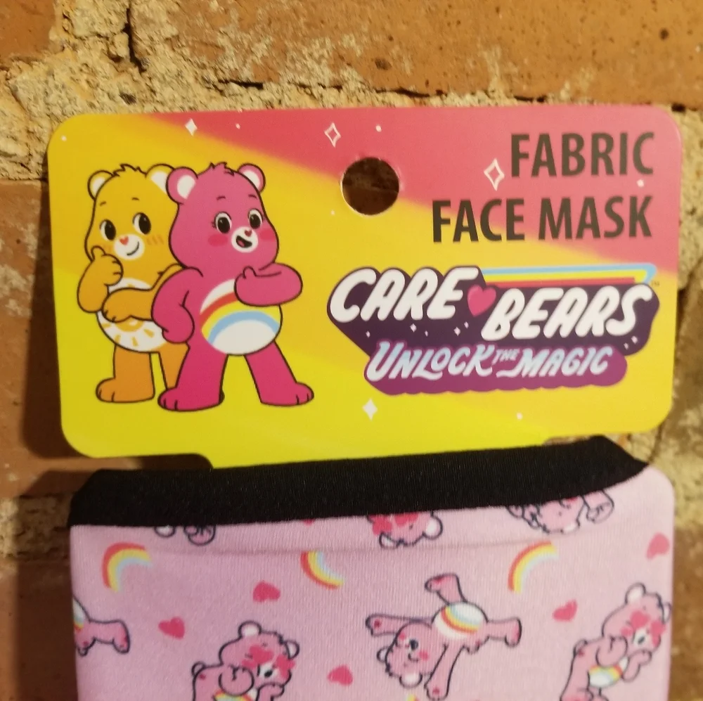 CARE BEARS KIDS FABRIC FACE MASK UNLOCK THE MAGIC PINK CHILDRENS GIRL CARTOON